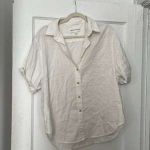 Aritzia Denim Forum denim short sleeve button down white